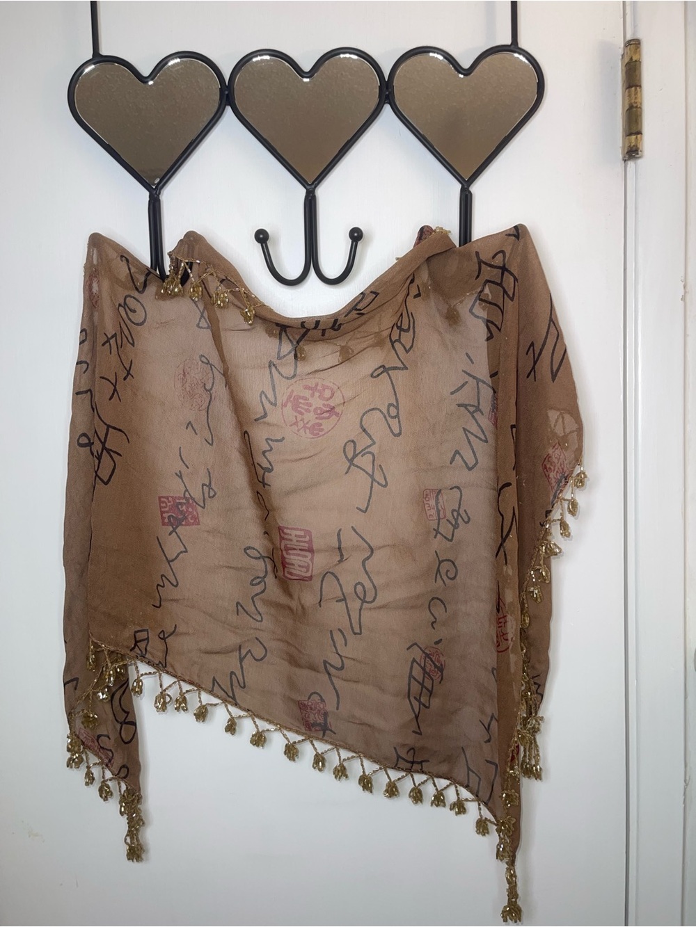 EUC Lightweight Brown Printed Tassel Skirt Wrap